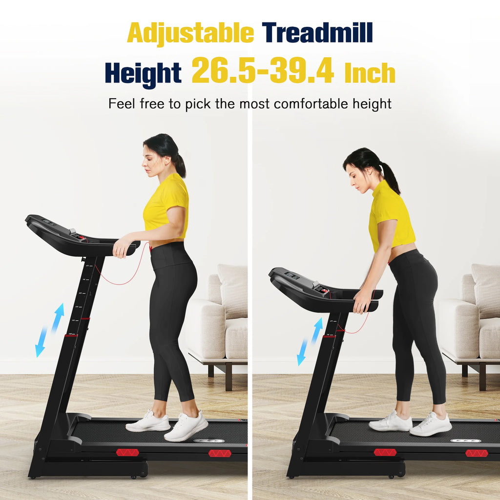Tapis de course pliable Hapycity, inclinaison automatique de 15 %, capacité de 350 lb, Bluetooth, commande vocale, cardiofréquencemètre, pour la maison et le bureau