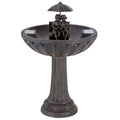 Parasol solaire intelligent, fontaine d'eau de jardin solaire, garçon et fille lisant sur un banc
