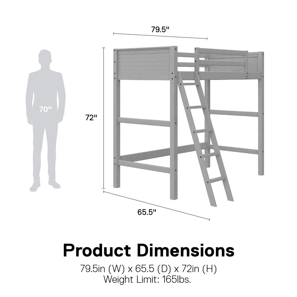 Lit mezzanine simple Your Zone Kiarah avec échelle, blanc