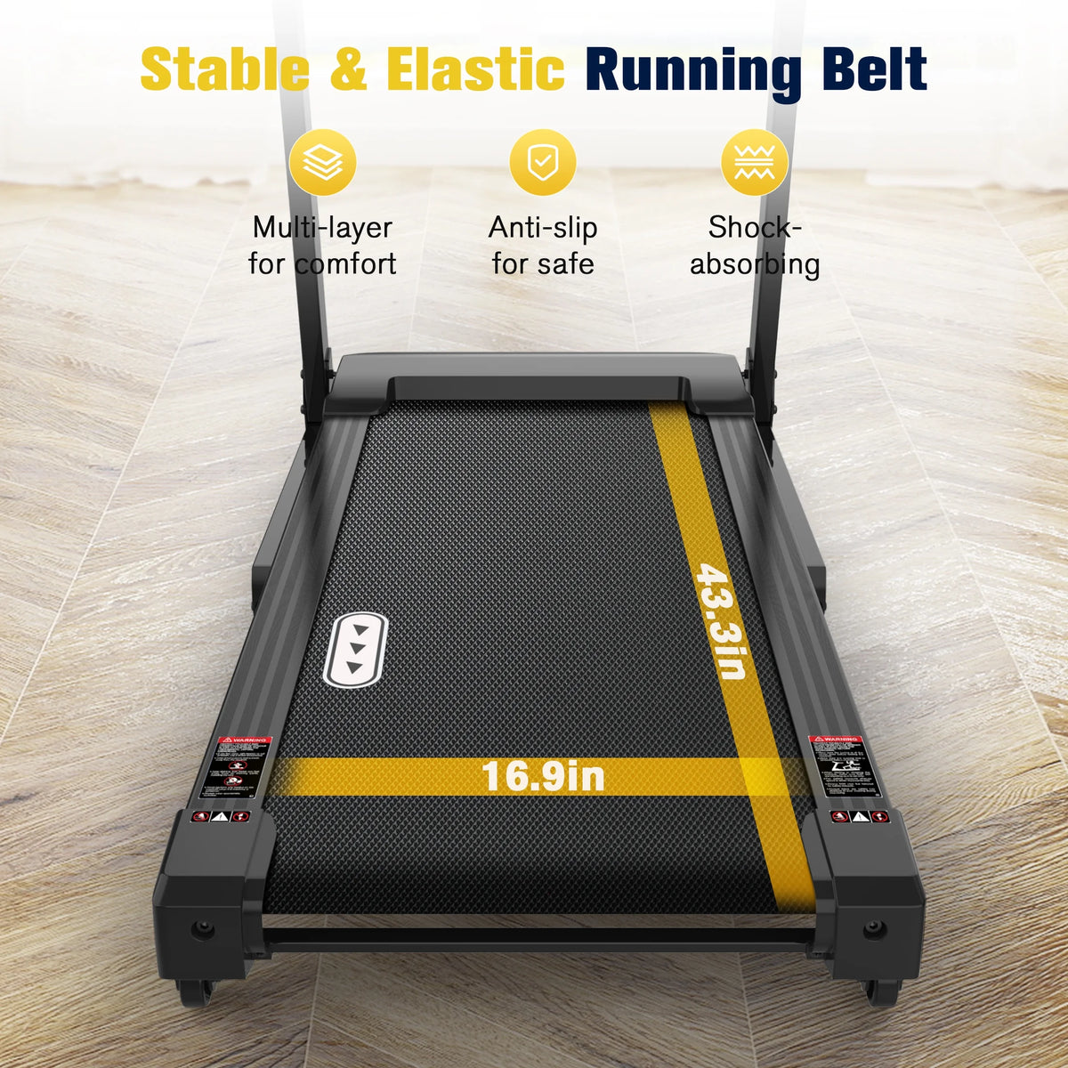 Tapis de course pliable Hapycity, inclinaison automatique de 15 %, capacité de 350 lb, Bluetooth, commande vocale, cardiofréquencemètre, pour la maison et le bureau