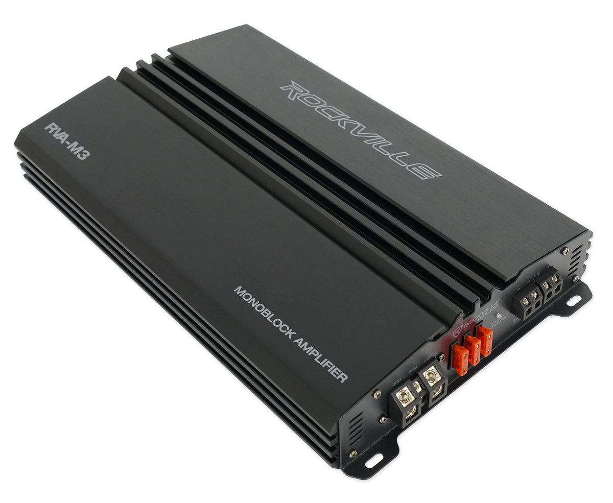 Amplificateur mono pour voiture Rockville RVA-M3 V2 4000w Crête/1000w RMS @ 1 Ohm + télécommande