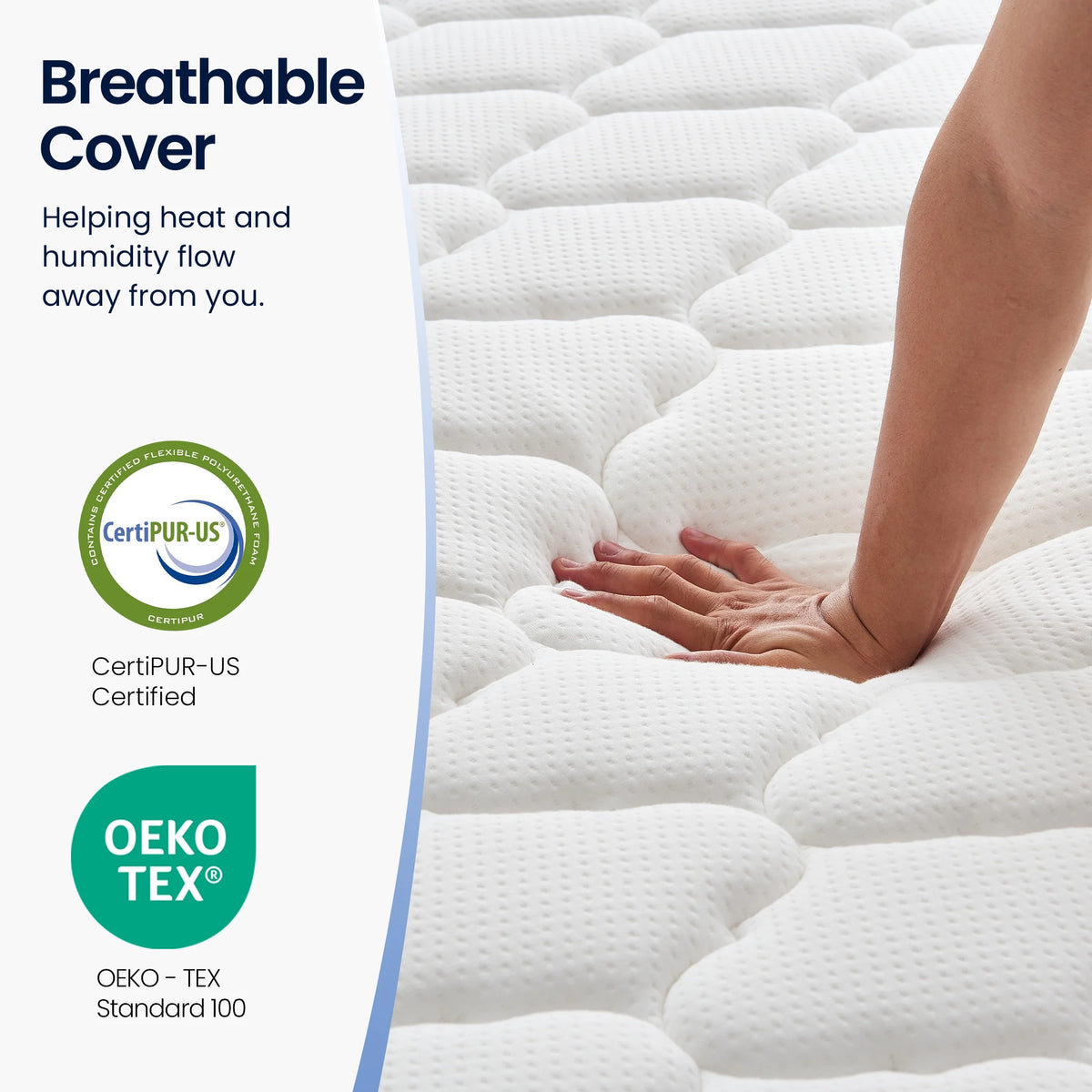Matelas King Size OnBeam 10, Matelas en mousse à mémoire de forme mi-ferme en boîte, Isolation des mouvements | Focalsweet Auth.