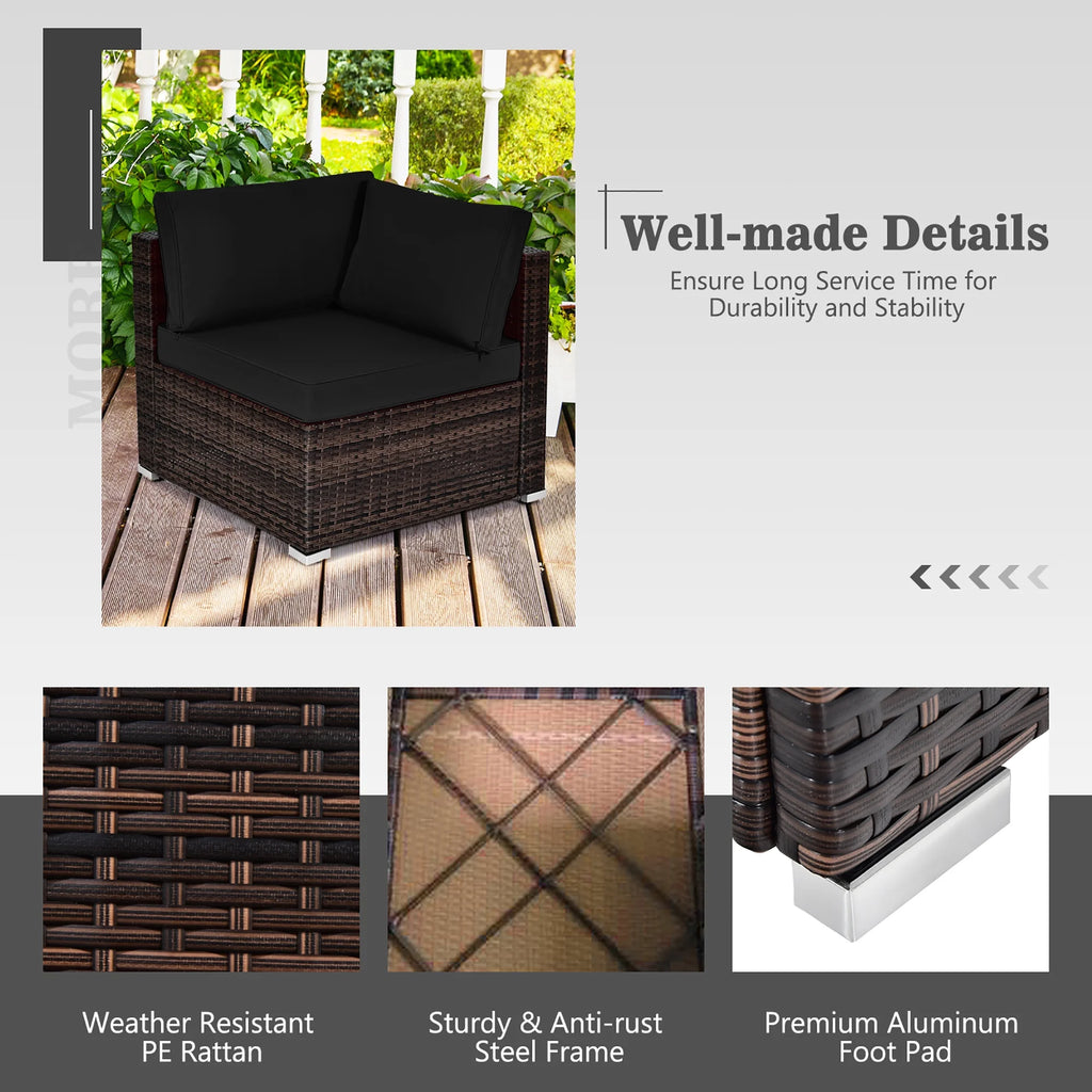 Costway Salon de Jardin en Rotin 8 Pièces avec Table Brasero et Couvercle Noir pour Terrasse