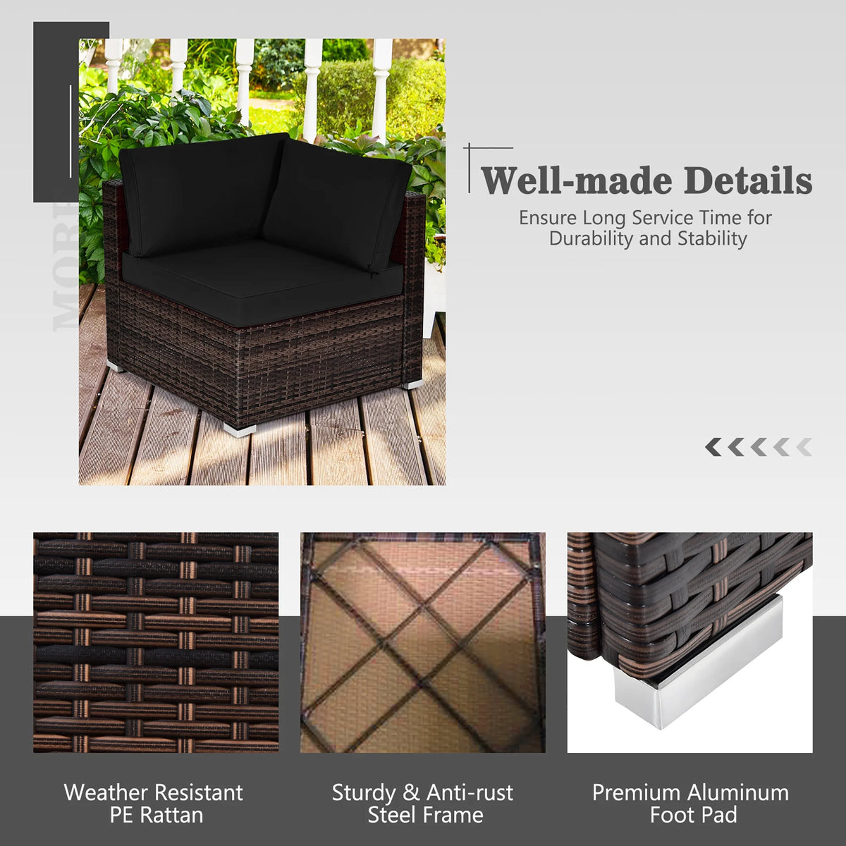 Costway Salon de Jardin en Rotin 8 Pièces avec Table Brasero et Couvercle Noir pour Terrasse
