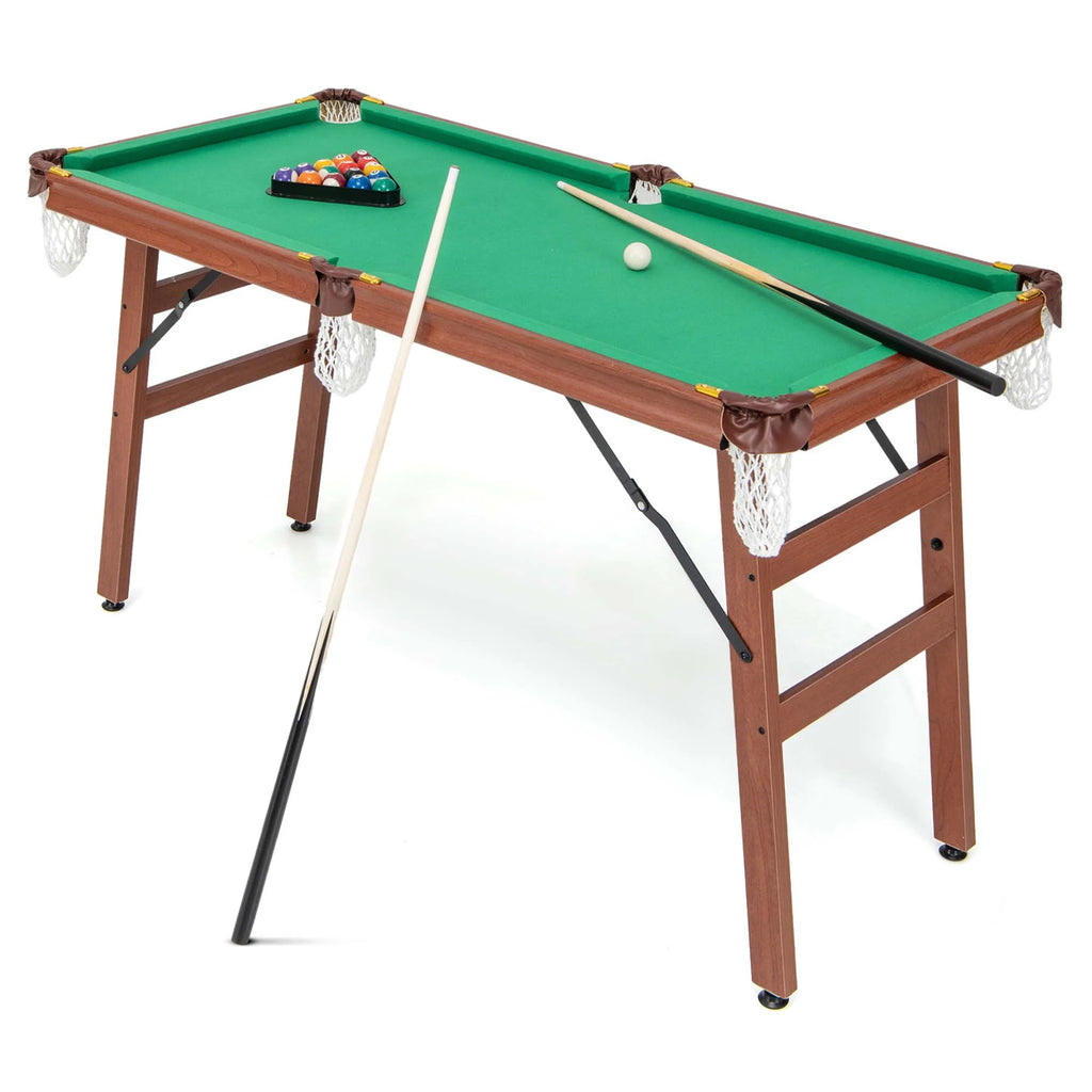 Ensemble de table de billard pliable Costway avec pieds pliables, pieds réglables, 2 queues de billard et 2 craies