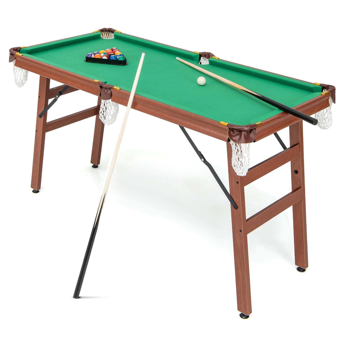 Ensemble de table de billard pliable Costway avec pieds pliables, pieds réglables, 2 queues de billard et 2 craies