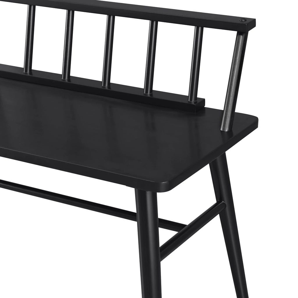 Walker Edison 47?Banc contemporain en bois à barreaux et dossier bas, noir