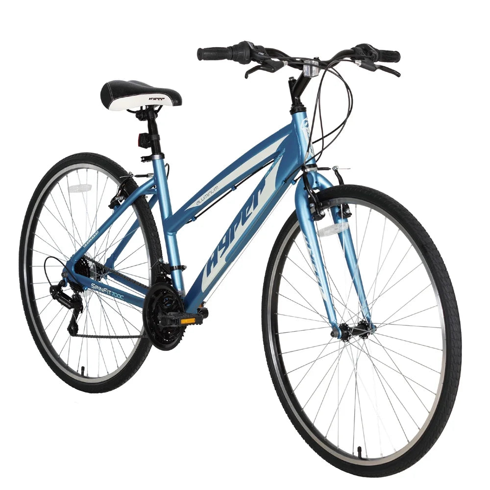 Vélo hybride Hyper Brand Bicycle 700c Spin Fit pour homme, noir et bleu, adulte