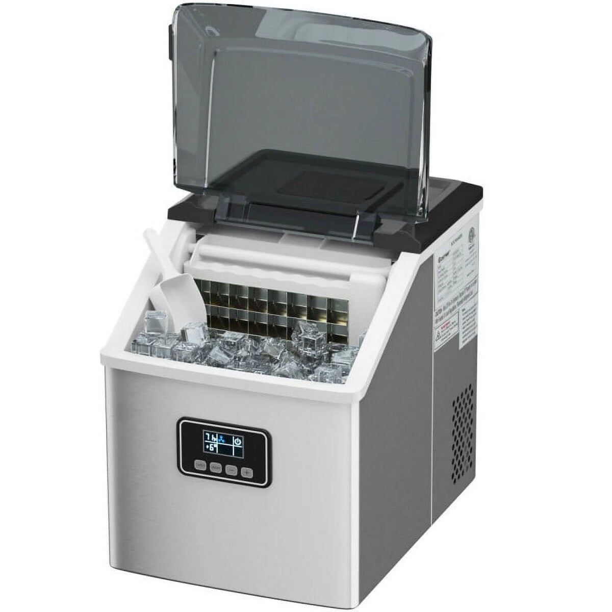 Machine à glaçons Resenkos, machine à glaçons en acier inoxydable de 48 lb avec fonction d’autonettoyage et écran LCD