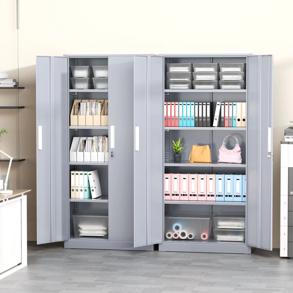 SOLAURA 71 Armoire de rangement métallique pour garage avec portes verrouillables et étagères réglables pour maison, bureau (Noir)