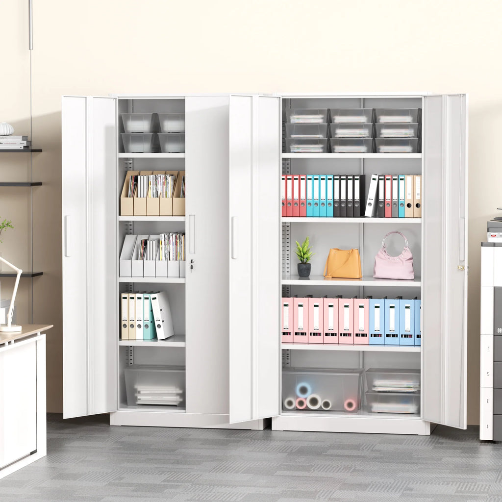 SOLAURA 71 Armoire de rangement métallique pour garage avec portes verrouillables et étagères réglables pour maison, bureau (Noir)