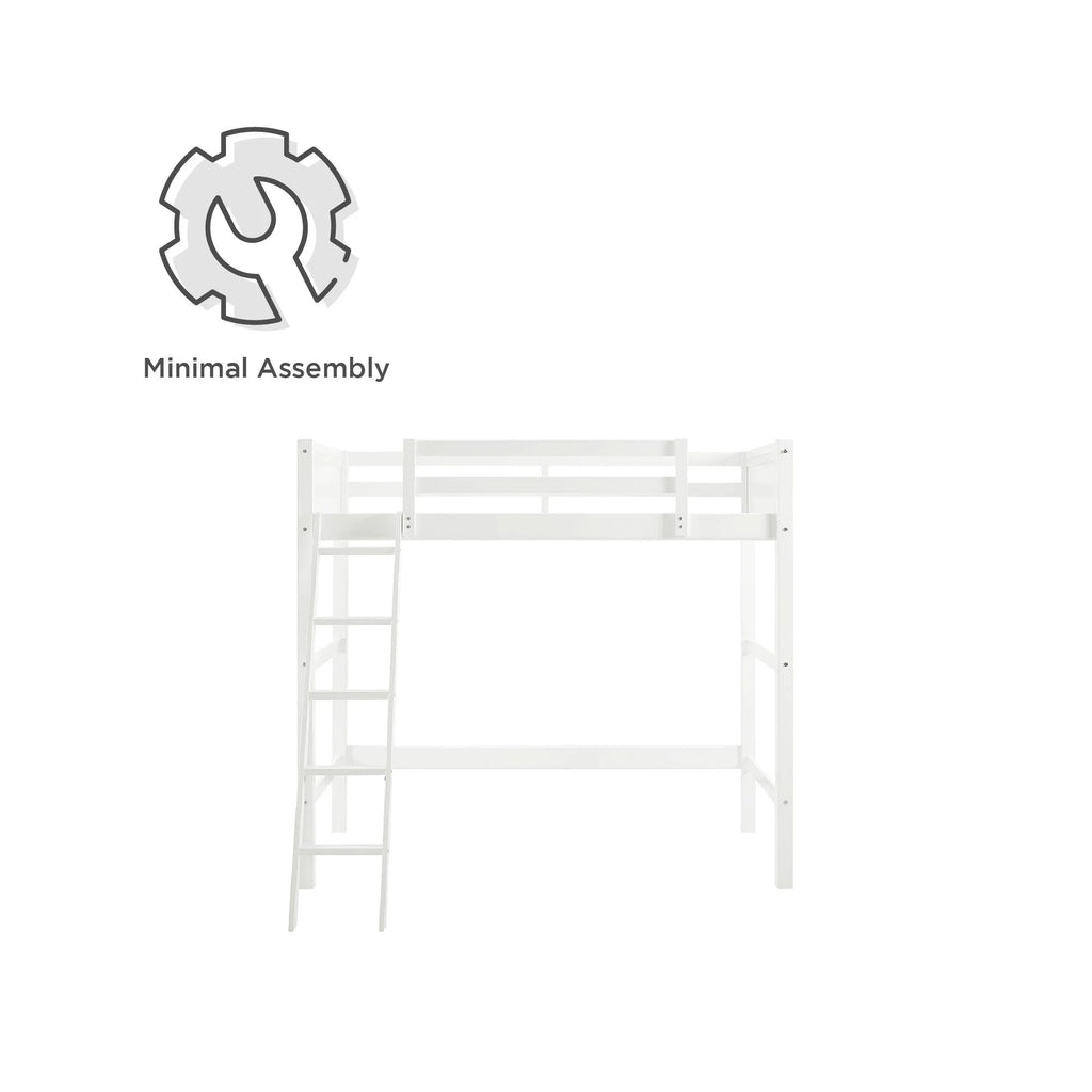Lit mezzanine simple Your Zone Kiarah avec échelle, blanc