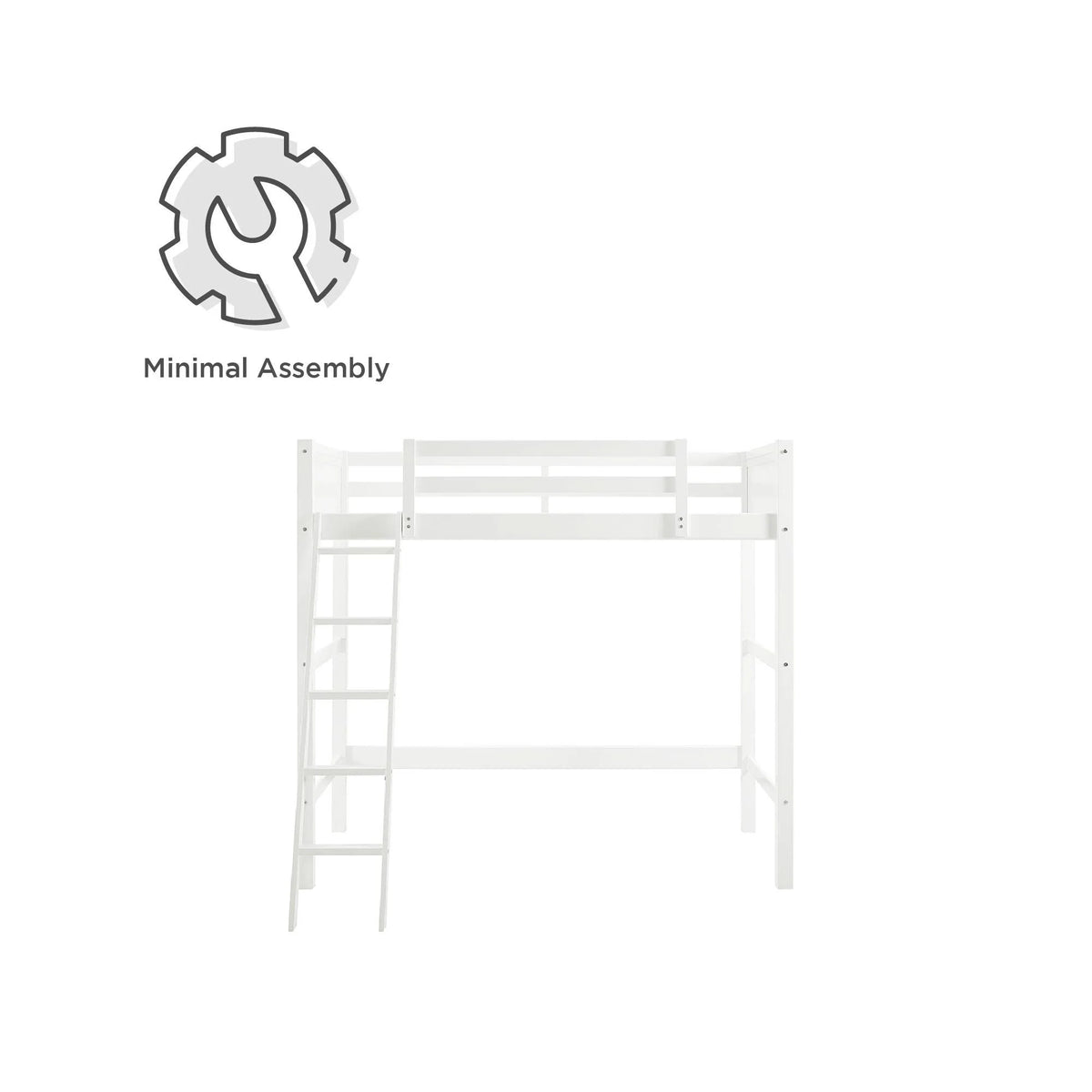 Lit mezzanine simple Your Zone Kiarah avec échelle, blanc