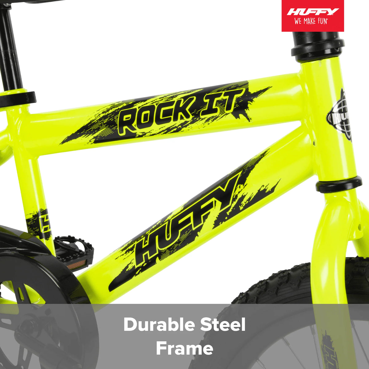 Vélo pour enfant Rock It Boy 18 po, jaune poudré fluo