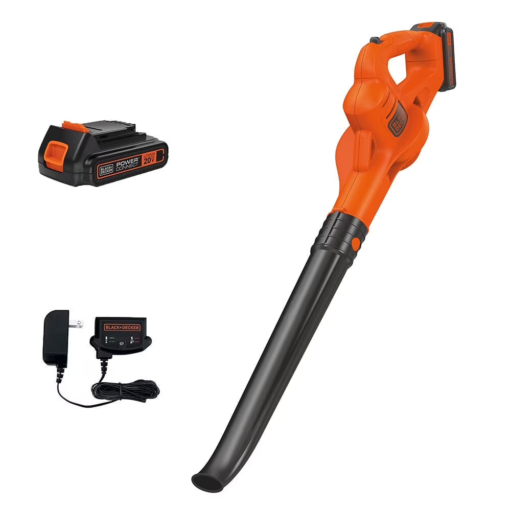 Souffleur de feuilles sans fil BLACK+DECKER 20 V, 1,5 Ah, batterie lithium-ion et chargeur inclus