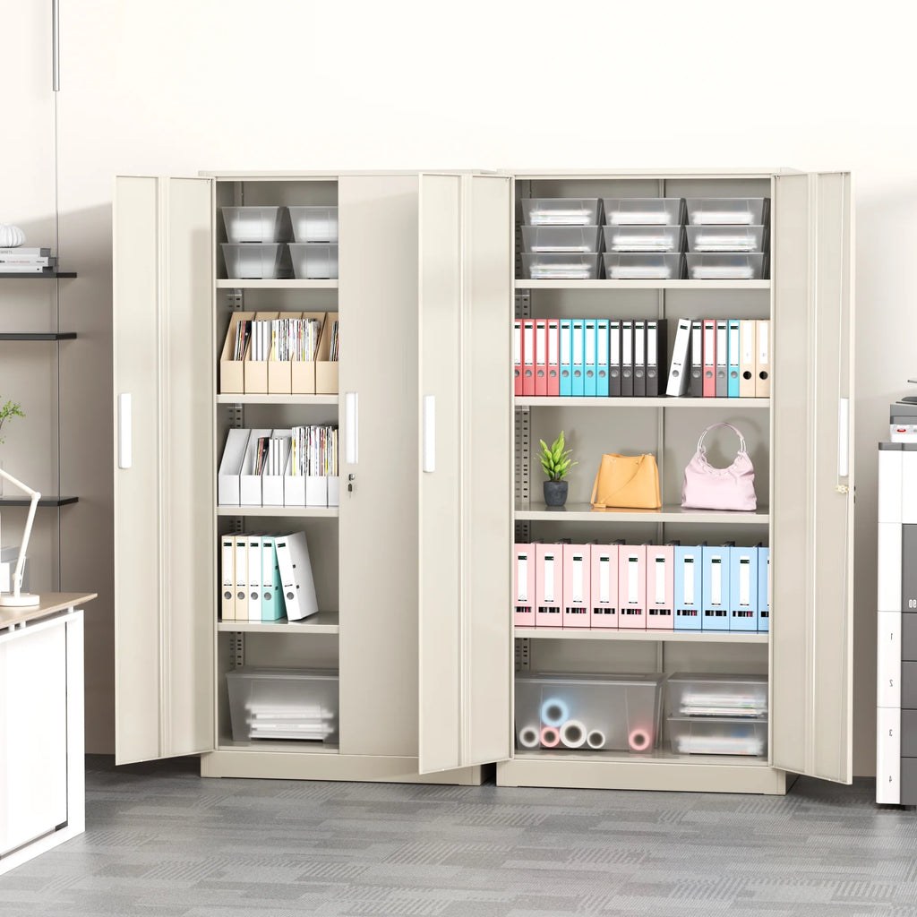 SOLAURA 71 Armoire de rangement métallique pour garage avec portes verrouillables et étagères réglables pour maison, bureau (Noir)