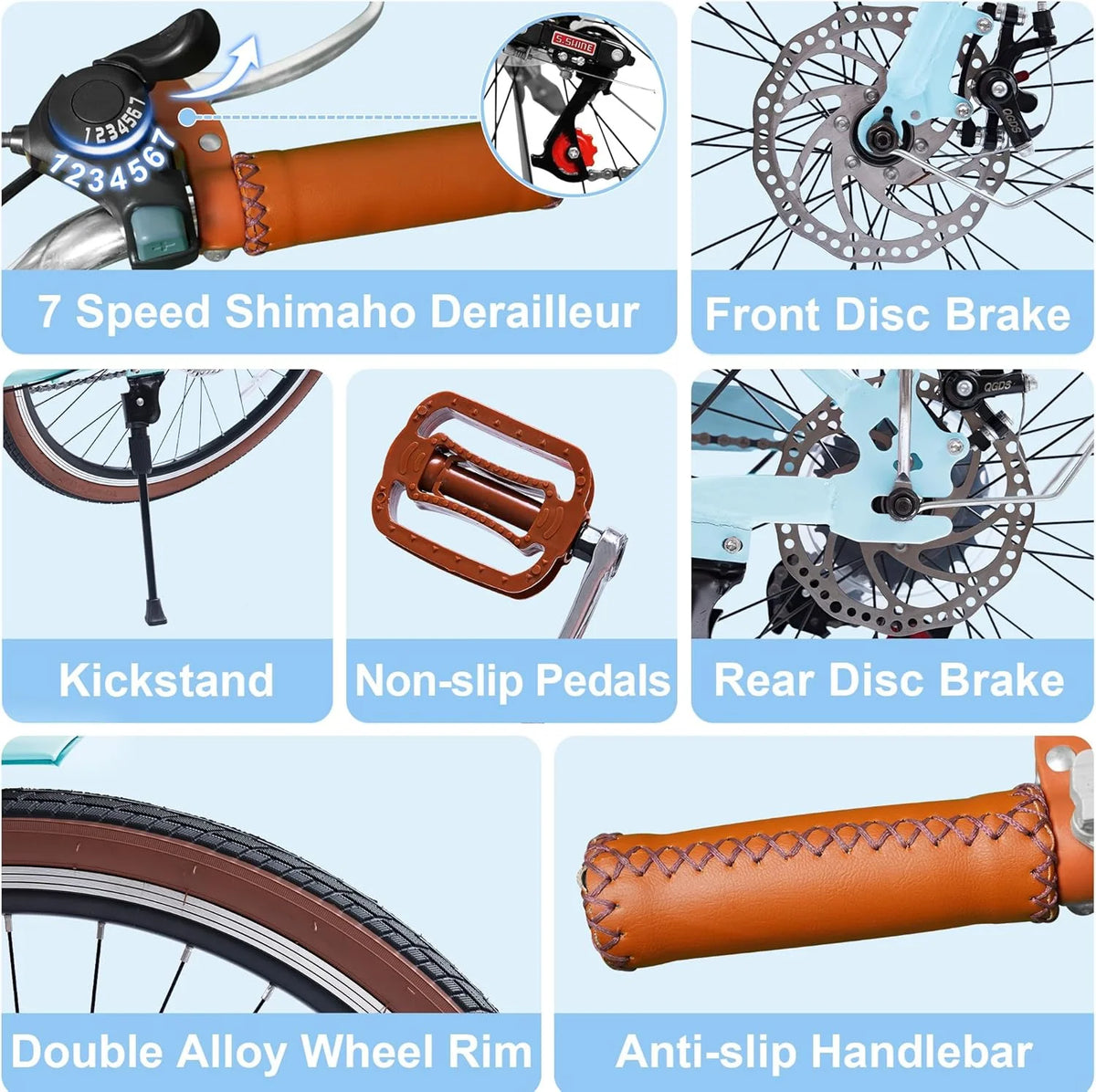 26 Vélos de Plage pour Femme, Vélos Pipleo pour Femme avec Panier en Rotin, 7 Vitesses & Cadre Ouvert