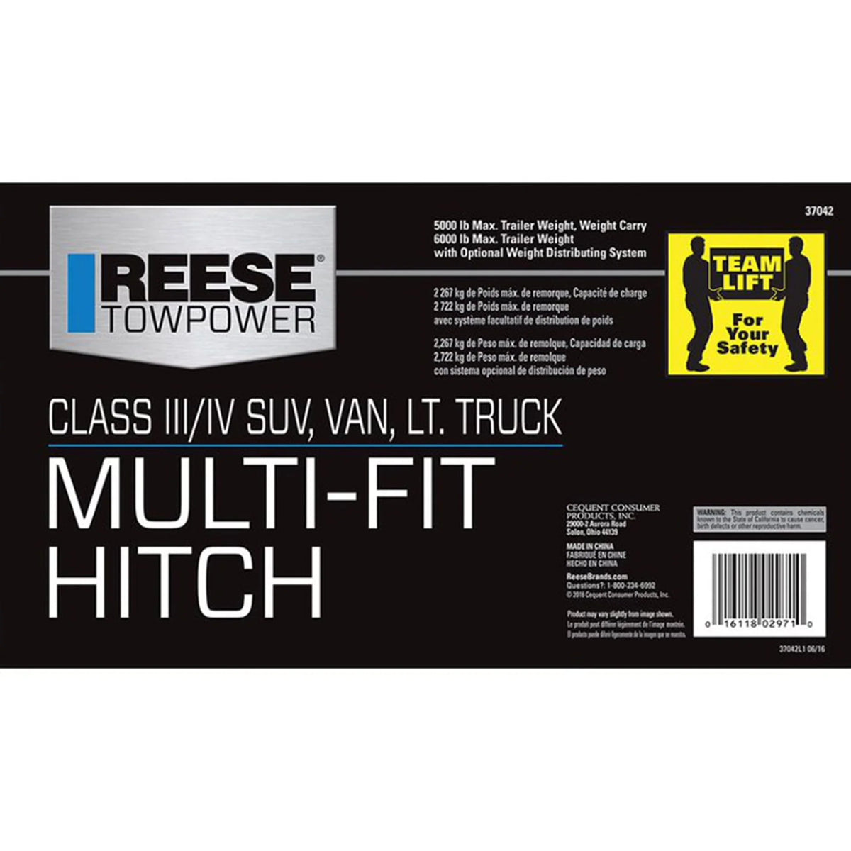 Attelage de remorque Reese Towpower de classe III avec tube récepteur de 2 pouces