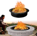 FEBTECH - Anneau de brasero sans fumée - 45, Acier rond, Anneau de brasero pliable avec évents d'aération et support de grille - anneau de brasero
