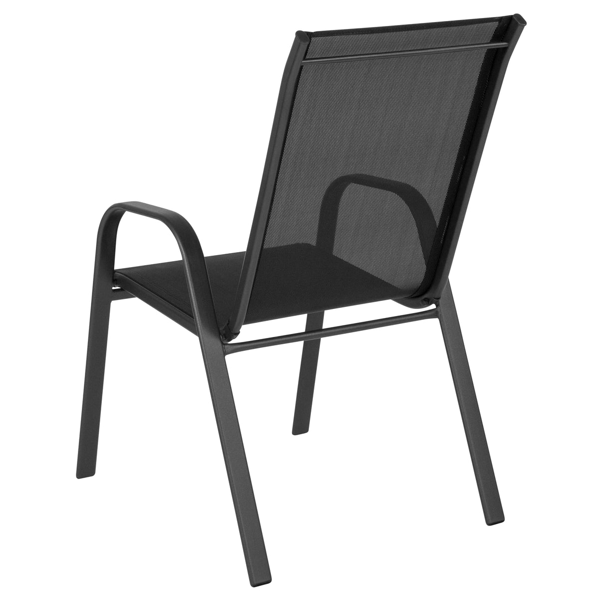 Lot de 5 chaises d’extérieur empilables BizChair noires avec matériau Flex Comfort et structure en métal