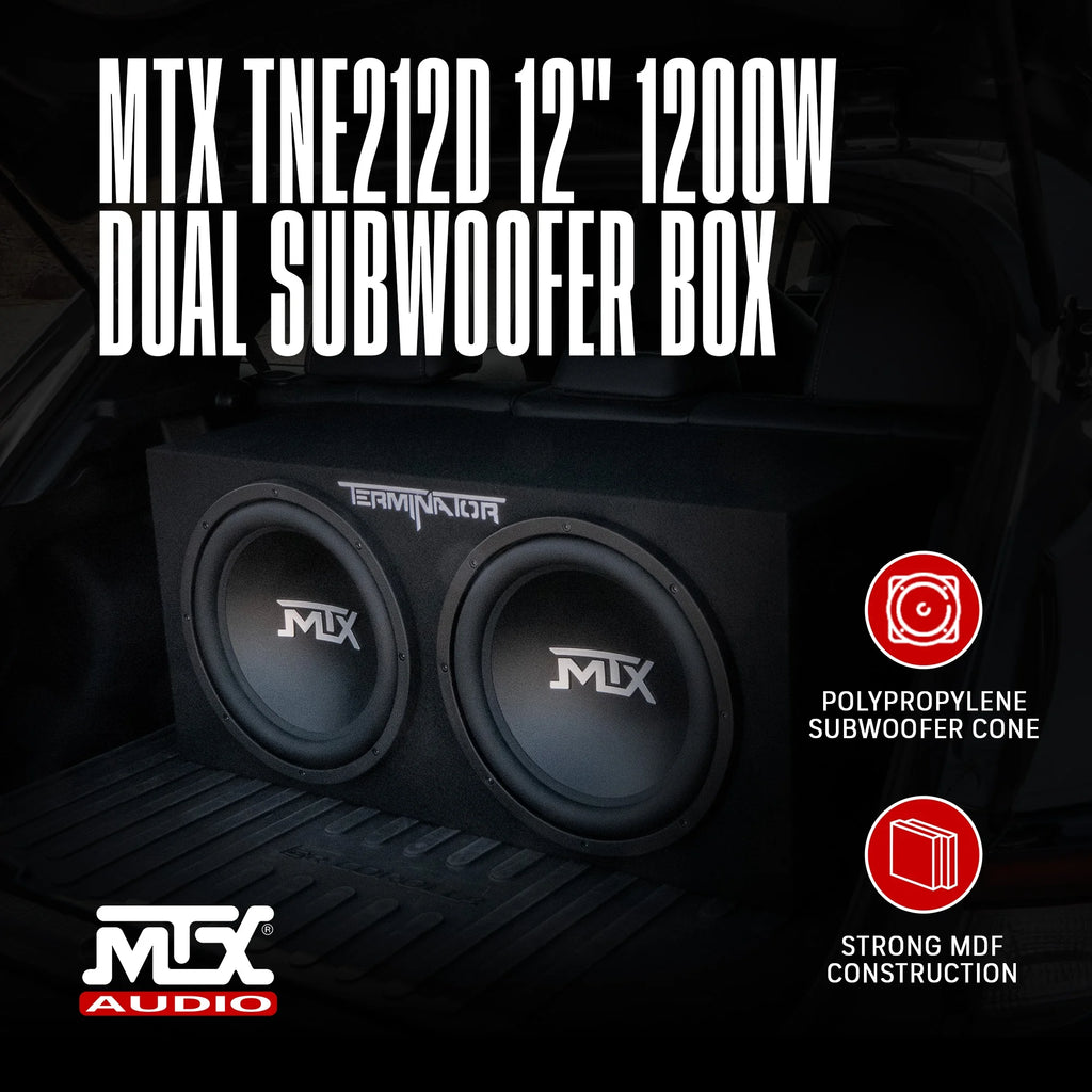 Open Box MTX – Boîtier pour caisson de basses double de 12 pouces, 1 200 watts, pour système audio automobile