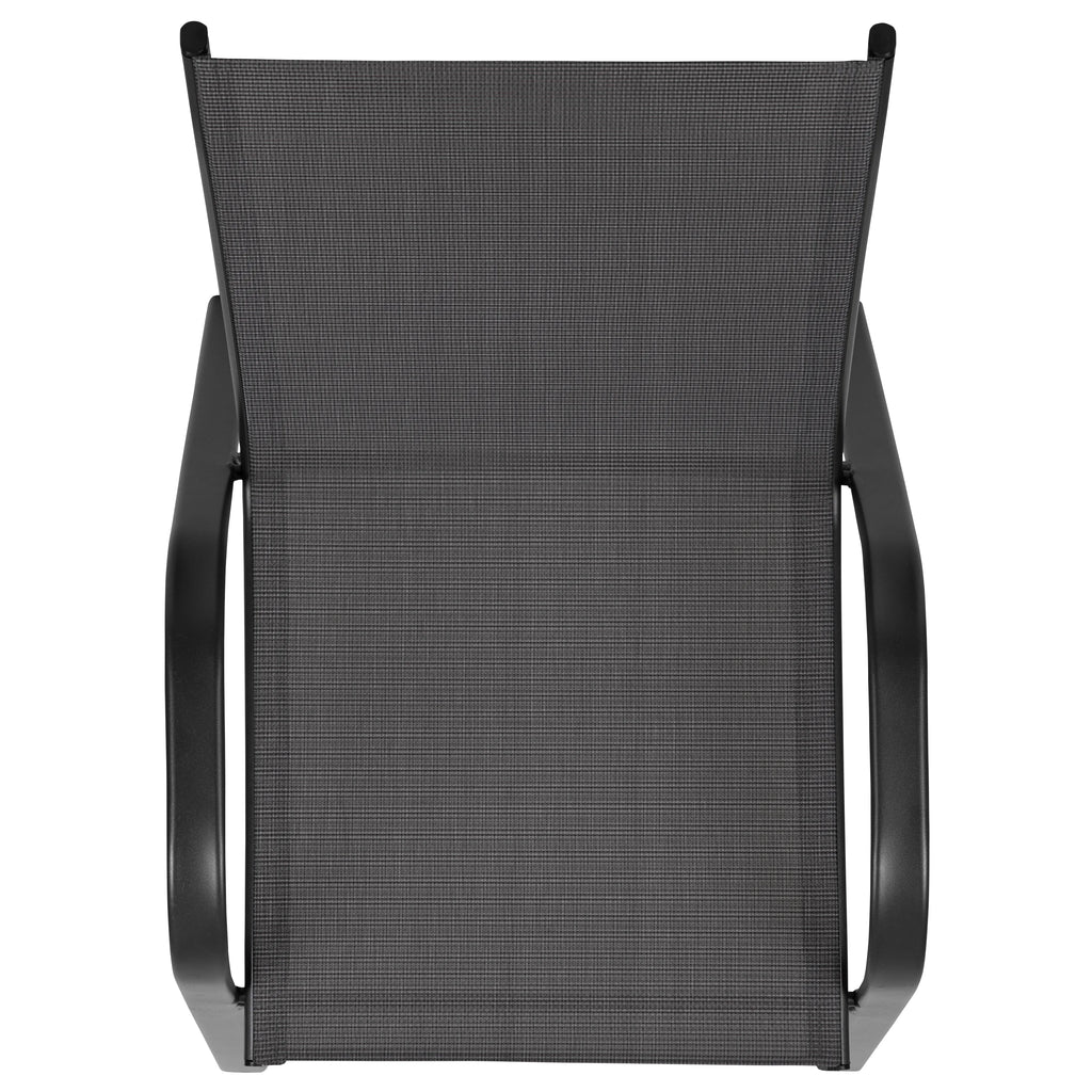 Lot de 5 chaises d’extérieur empilables BizChair noires avec matériau Flex Comfort et structure en métal