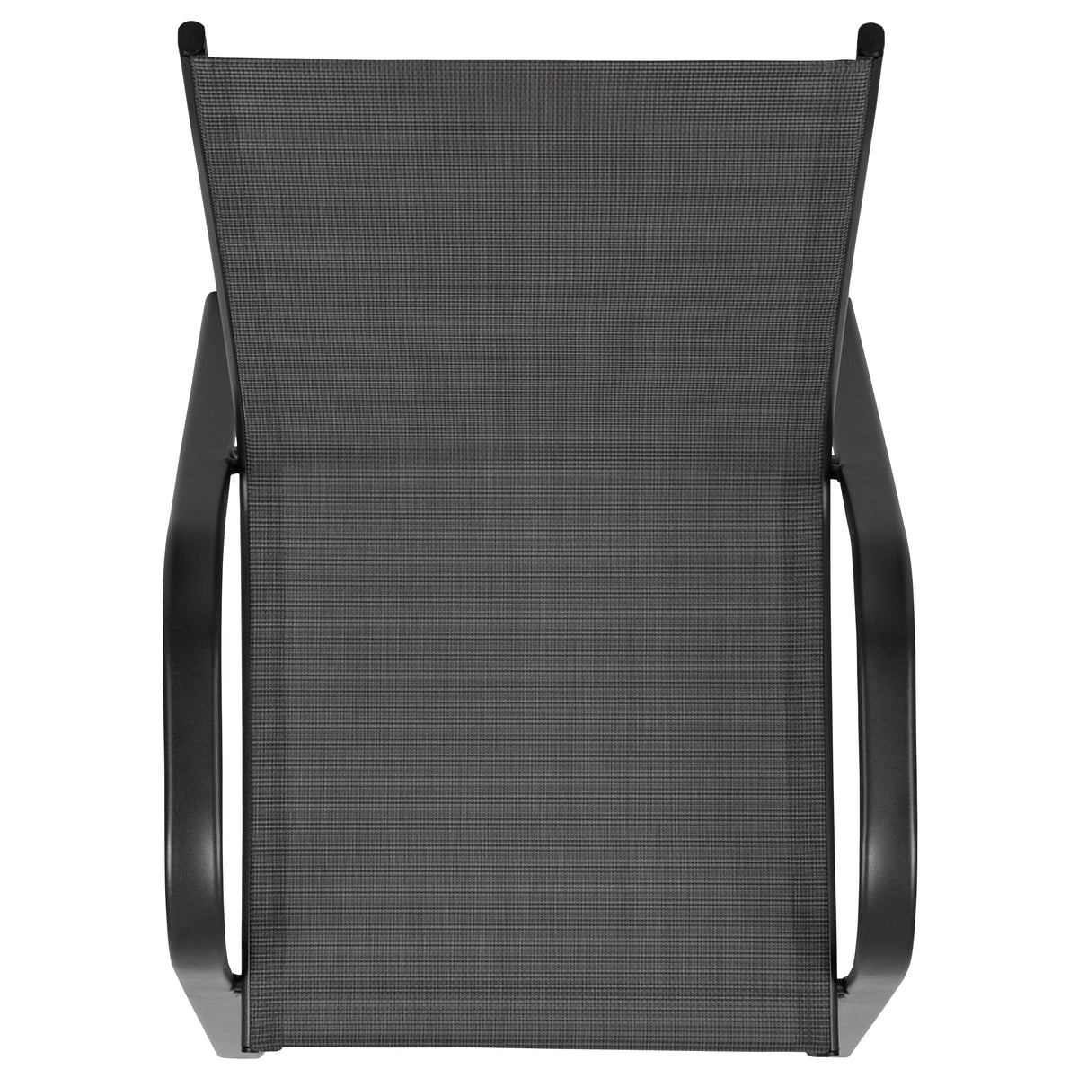 Lot de 5 chaises d’extérieur empilables BizChair noires avec matériau Flex Comfort et structure en métal