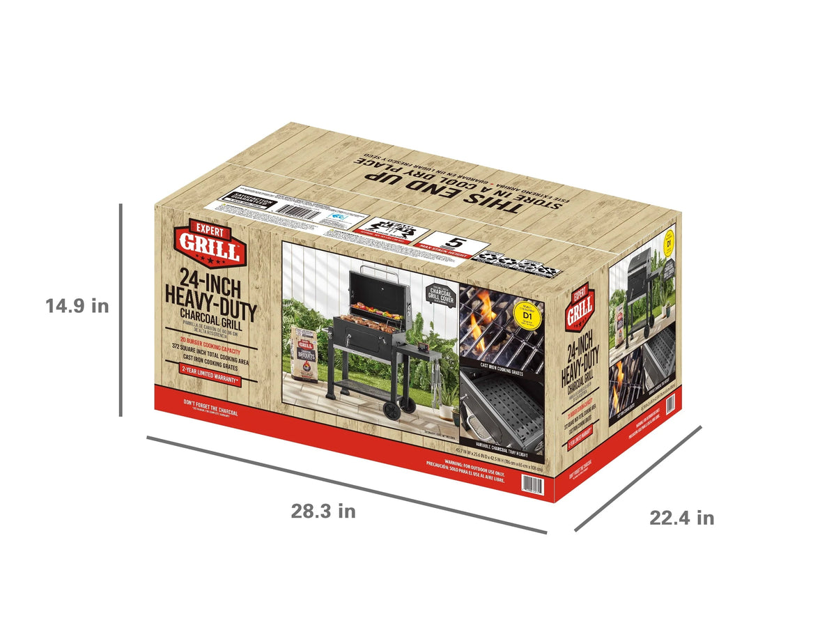 Barbecue à charbon robuste Expert Grill de 24 pouces, noir