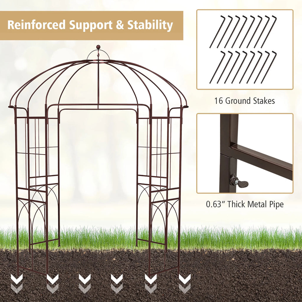 Gymax Support pour plantes grimpantes en forme de cage à oiseaux, tonnelle de jardin, arche pour mariage et fête