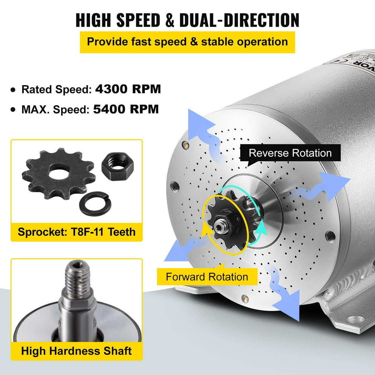 Kit moteur à courant continu sans balais VEVOR 48 V 2000 W. 4300 tr/min. avec contrôleur et accélérateur. Pour kart/quad. 10 lb