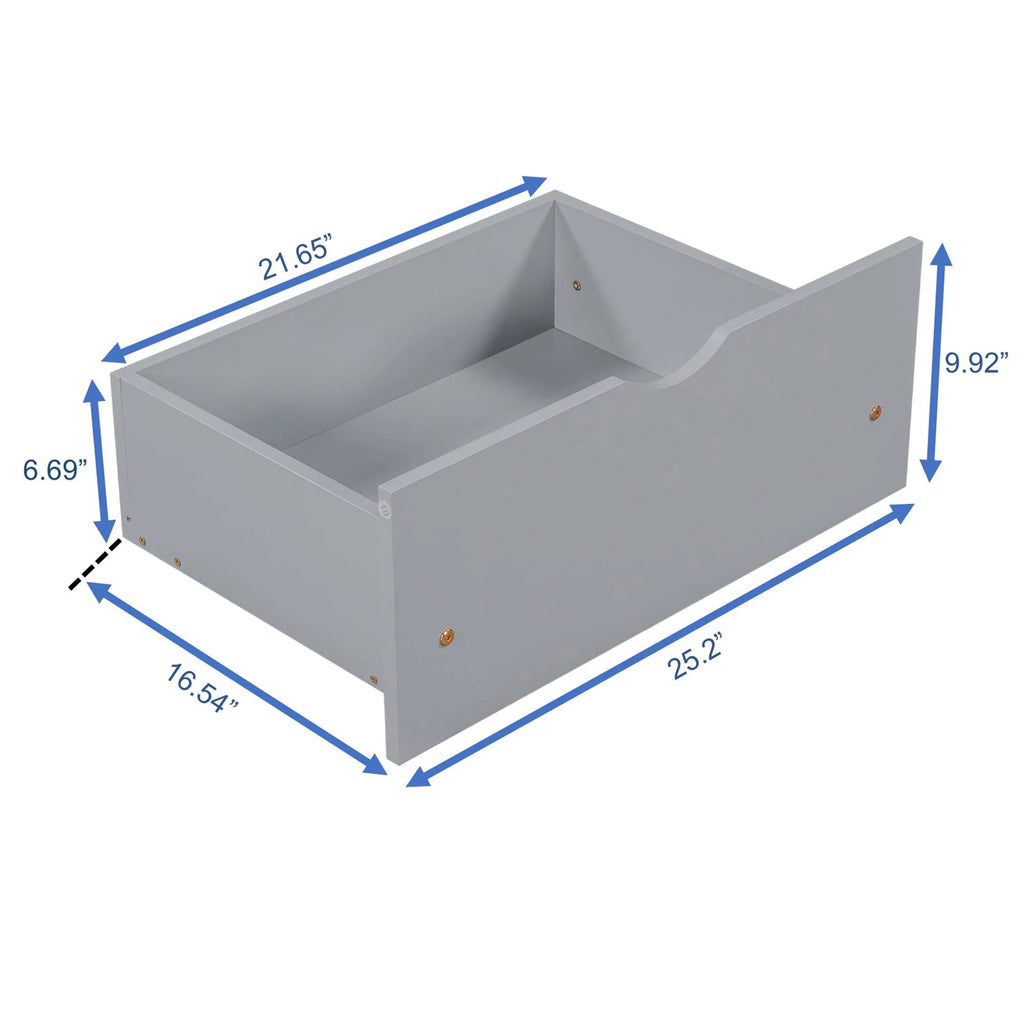 Cadre de lit plateforme avec rangement et tête de lit, cadre de lit double en bois de pin pour chambre, style moderne, avec tiroirs, lattes en bois, support jusqu’à 181 kg, sans sommier requis, gris