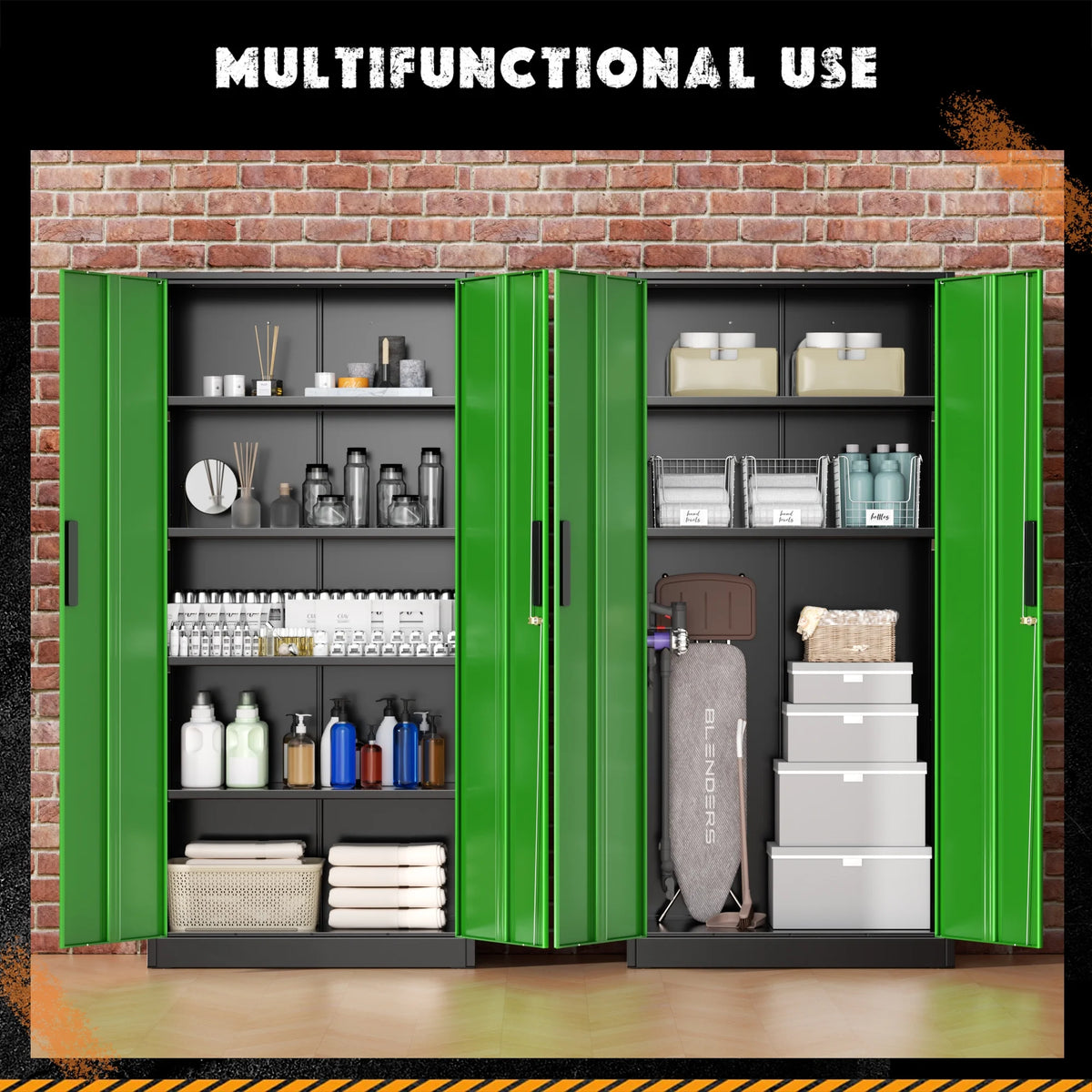 SOLAURA 71 Armoire de rangement métallique pour garage avec portes verrouillables et étagères réglables pour maison, bureau (Noir)