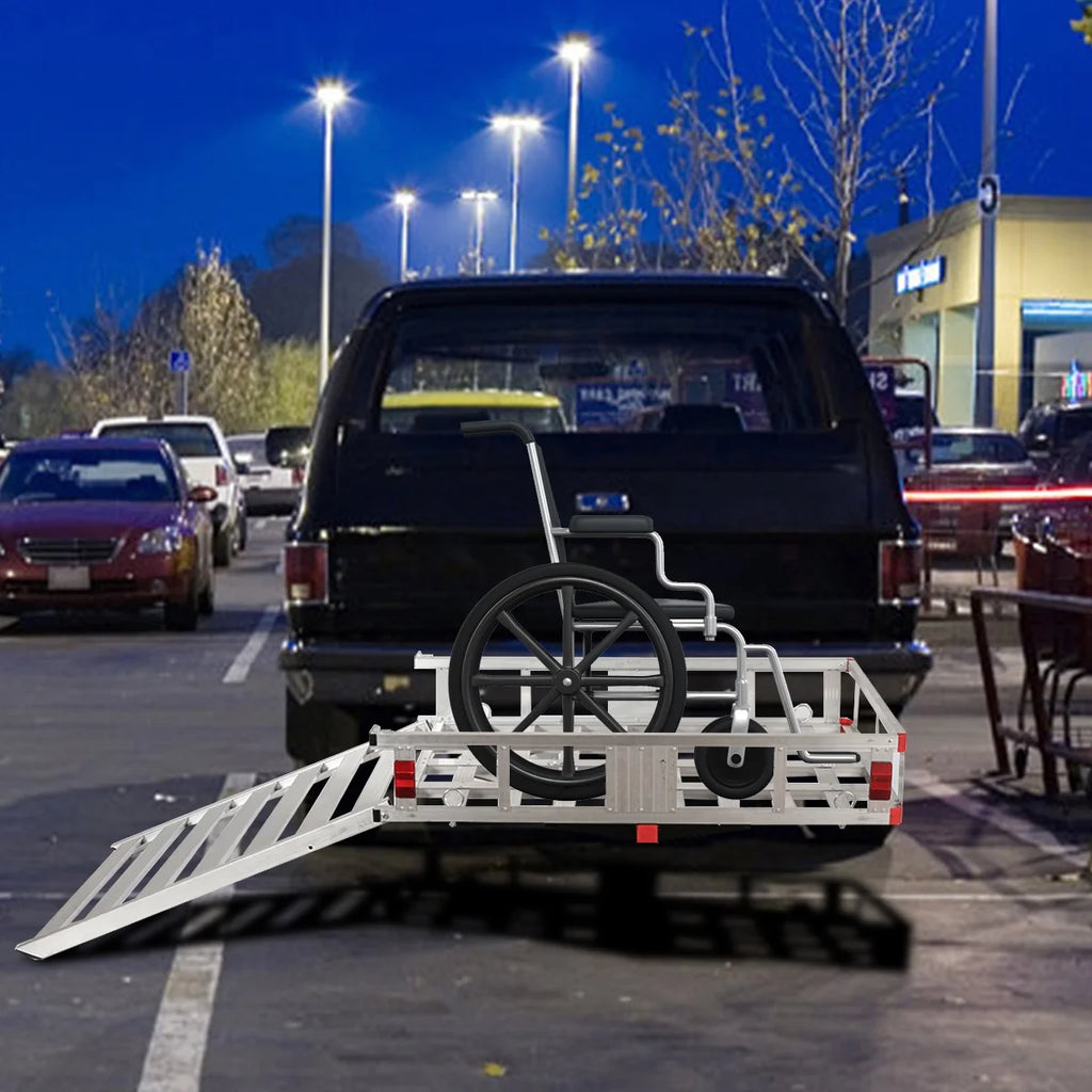 Costway Porte-bagages cargo en aluminium 52,1 cm x 74,9 cm avec rampe, porte-assistance à attelage