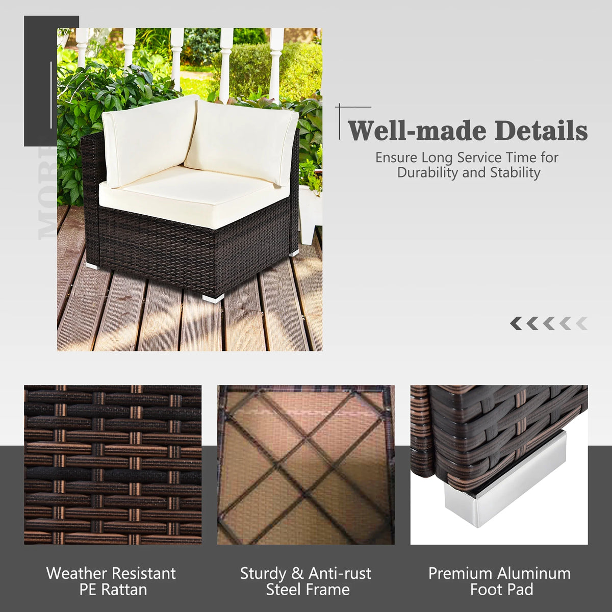 Costway Salon de Jardin en Rotin 8 Pièces avec Table Brasero et Couvercle Noir pour Terrasse