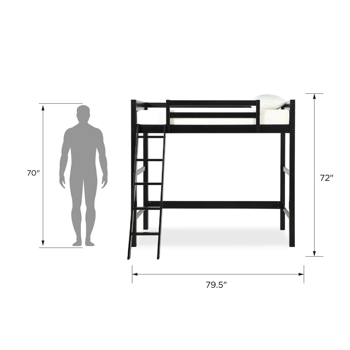 Lit mezzanine simple Your Zone Kiarah avec échelle, blanc