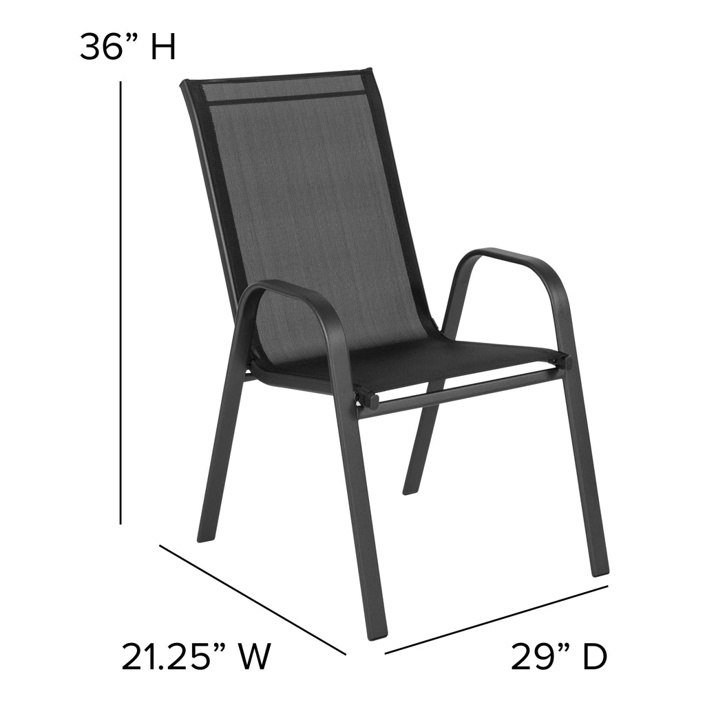 Lot de 5 chaises d’extérieur empilables BizChair noires avec matériau Flex Comfort et structure en métal
