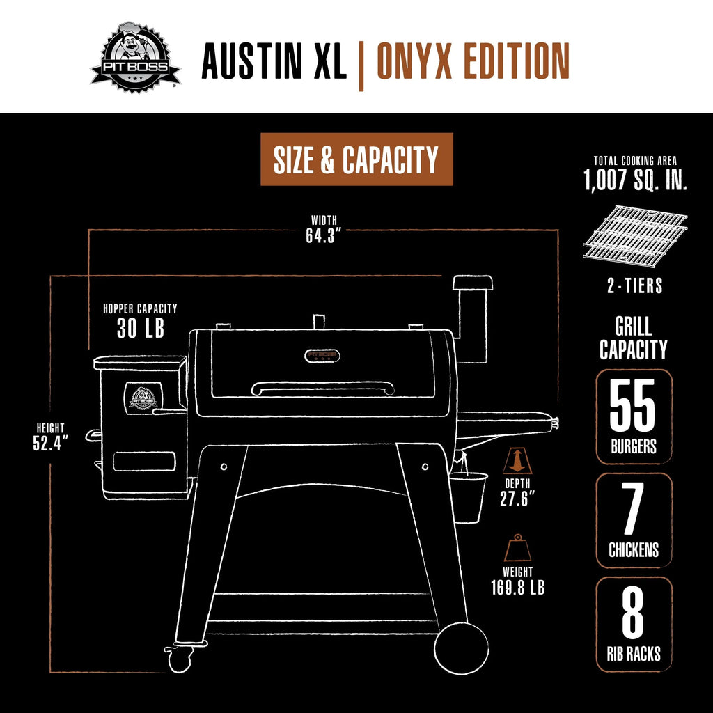 Pit Boss Austin XL 1000 po² Barbecue et fumoir à granulés à bois ¨C Série Onyx