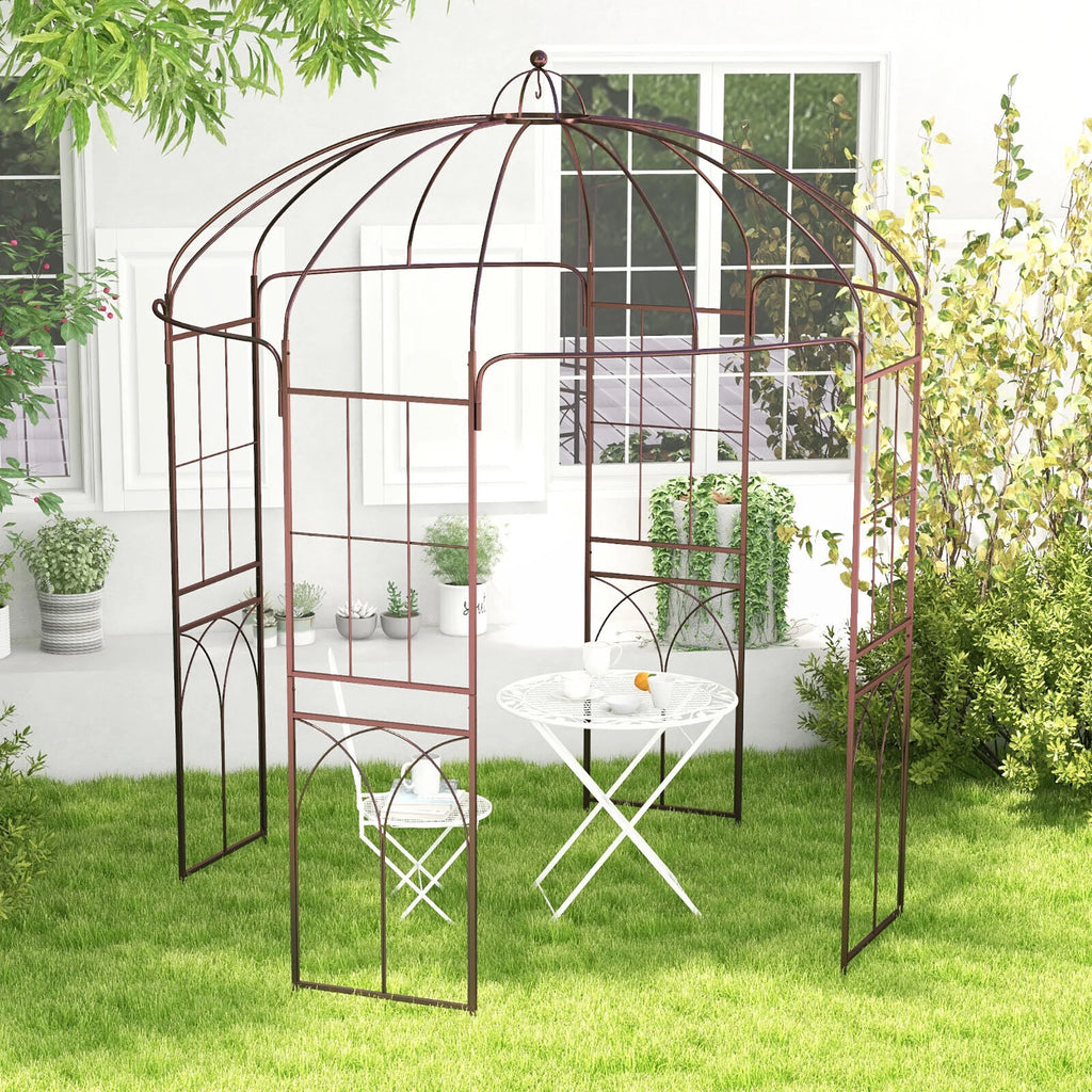 Gymax Support pour plantes grimpantes en forme de cage à oiseaux, tonnelle de jardin, arche pour mariage et fête