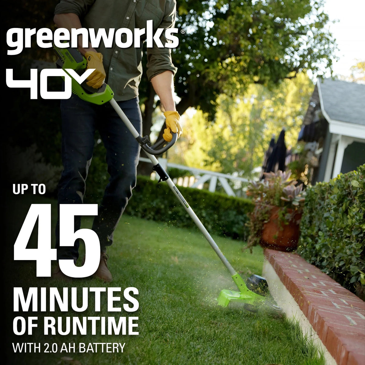 Combo coupe-bordures/souffleur de feuilles Greenworks 40 V avec batterie de 2,0 Ah, 1301202