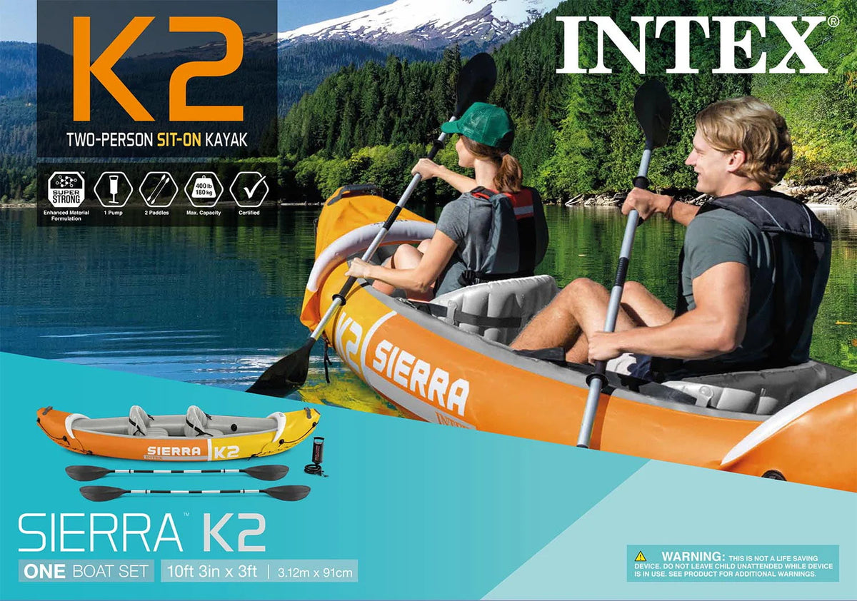 Kayak gonflable Intex Sierra K2 avec pagaies et pompe à main