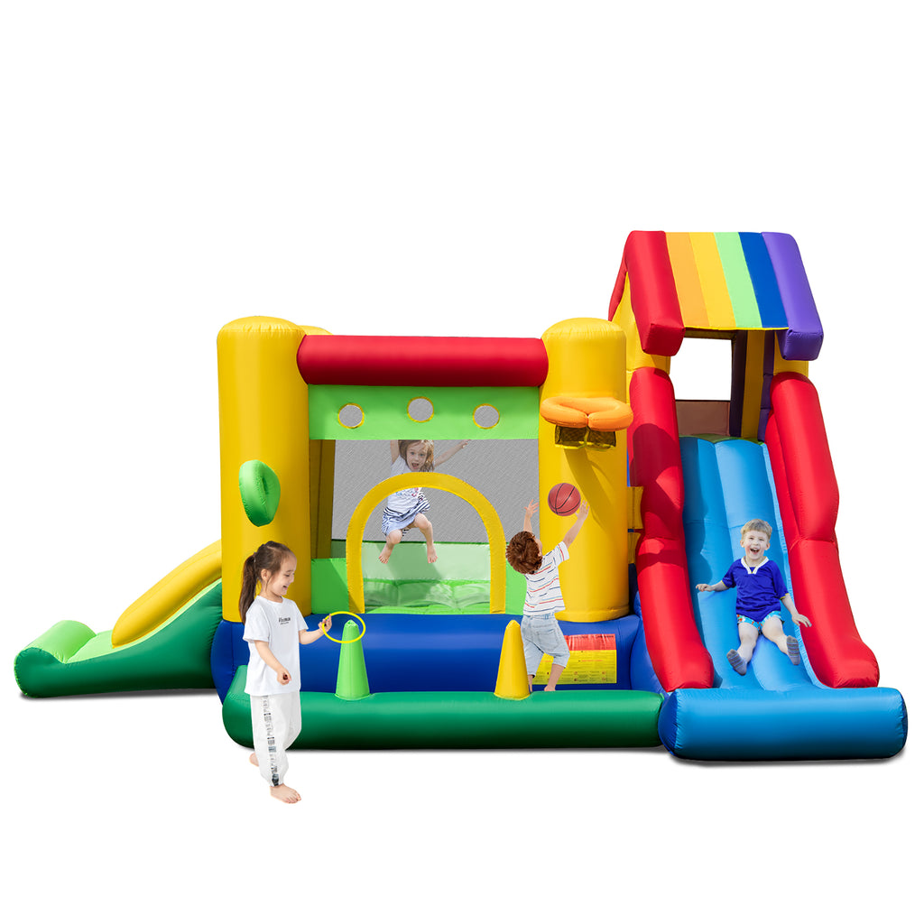 Château gonflable arc-en-ciel Costway pour enfants avec 50 balles et souffleur 735W