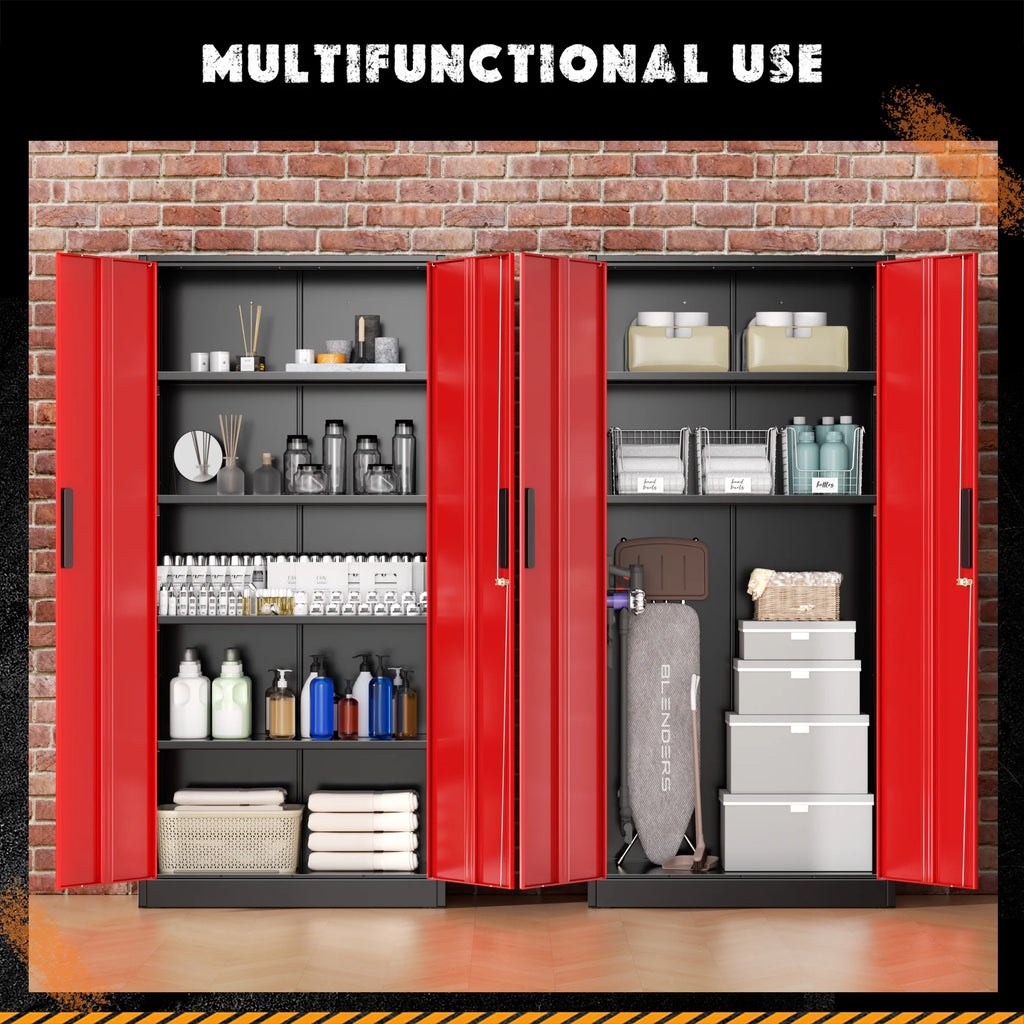 SOLAURA 71 Armoire de rangement métallique pour garage avec portes verrouillables et étagères réglables pour maison, bureau (Noir)