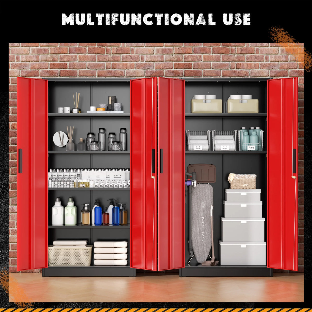 SOLAURA 71 Armoire de rangement métallique pour garage avec portes verrouillables et étagères réglables pour maison, bureau (Noir)