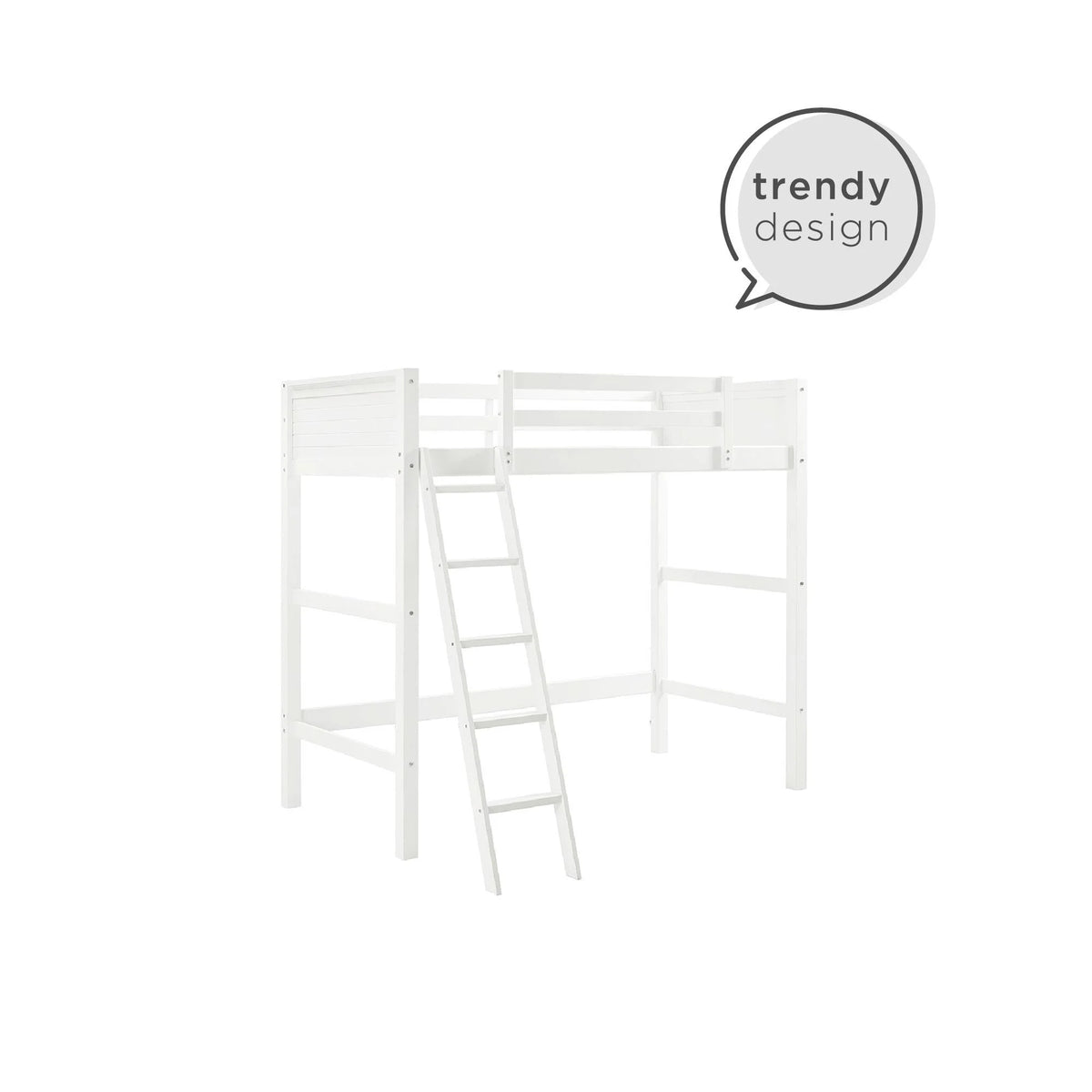 Lit mezzanine simple Your Zone Kiarah avec échelle, blanc