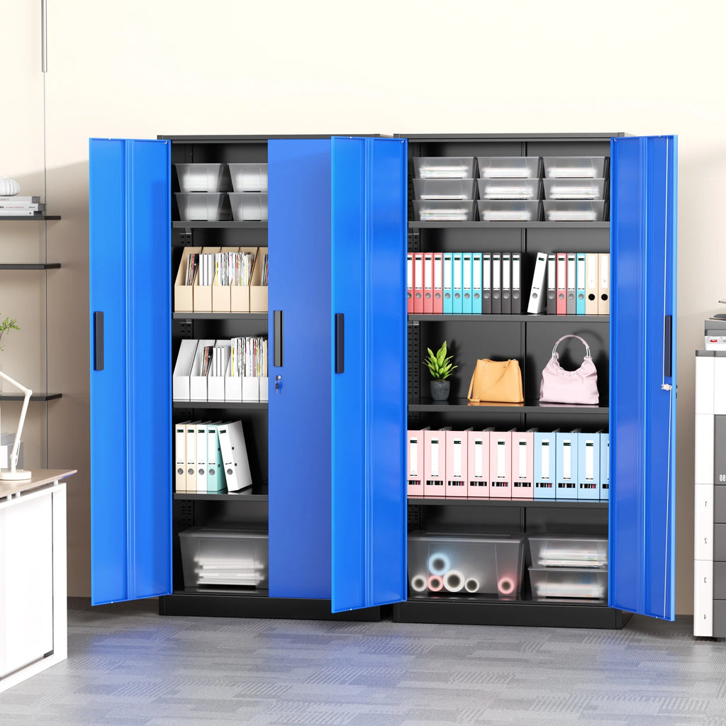 SOLAURA 71 Armoire de rangement métallique pour garage avec portes verrouillables et étagères réglables pour maison, bureau (Noir)