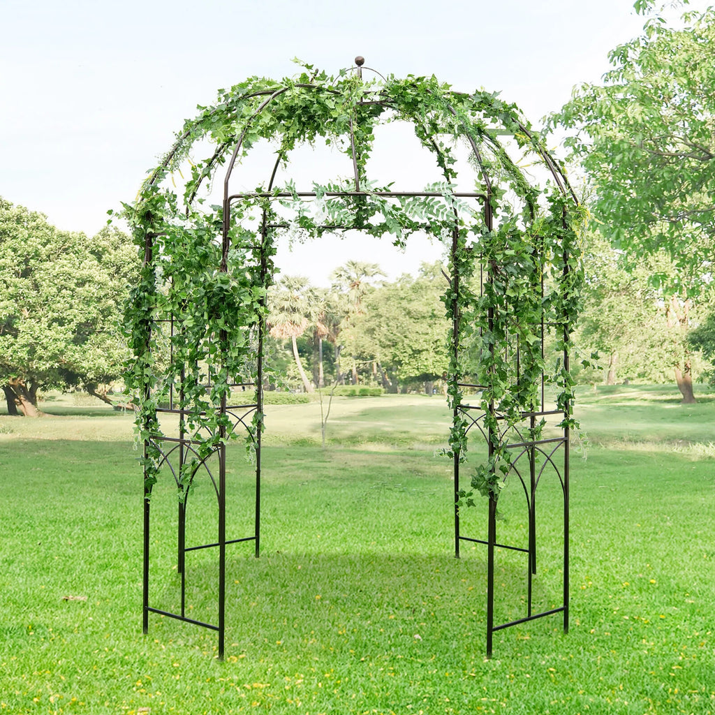 Gymax Support pour plantes grimpantes en forme de cage à oiseaux, tonnelle de jardin, arche pour mariage et fête
