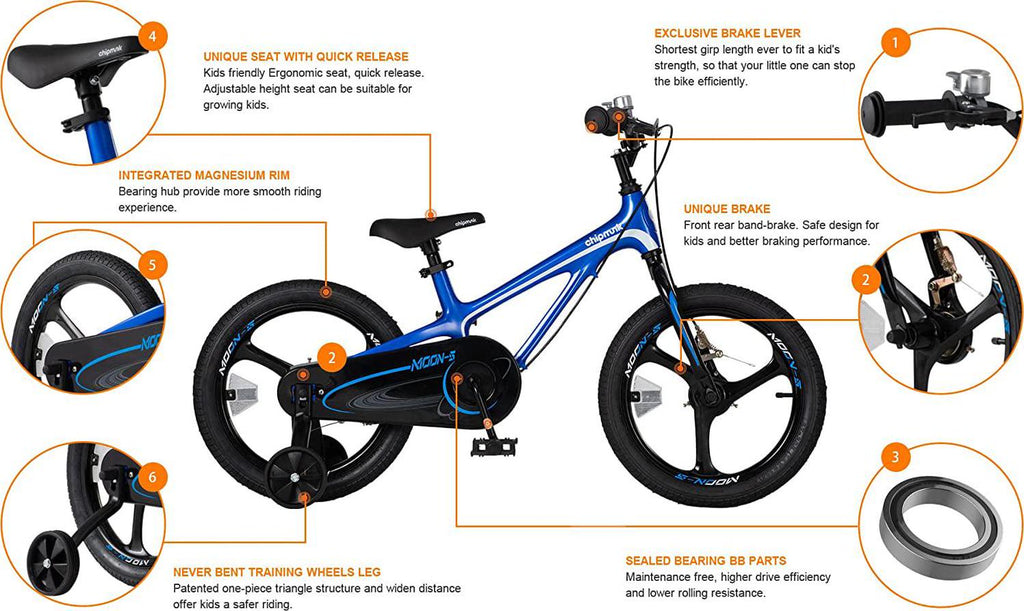 Vélo pour enfant Royalbaby Moon5 18 pouces bleu