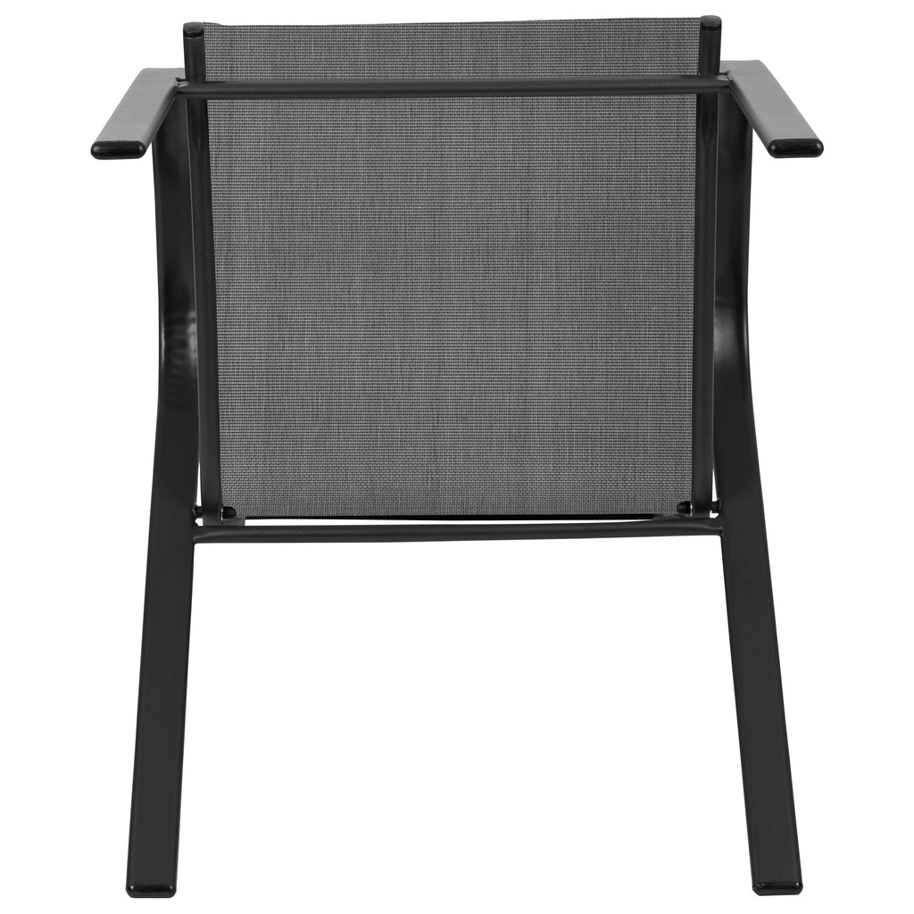 Lot de 5 chaises d’extérieur empilables BizChair noires avec matériau Flex Comfort et structure en métal