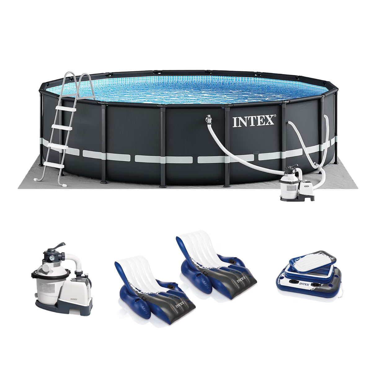 Piscine hors sol INTEX Ultra XTR de 16 pi x 48 po, flotteurs (lot de 2) et glacière gonflable
